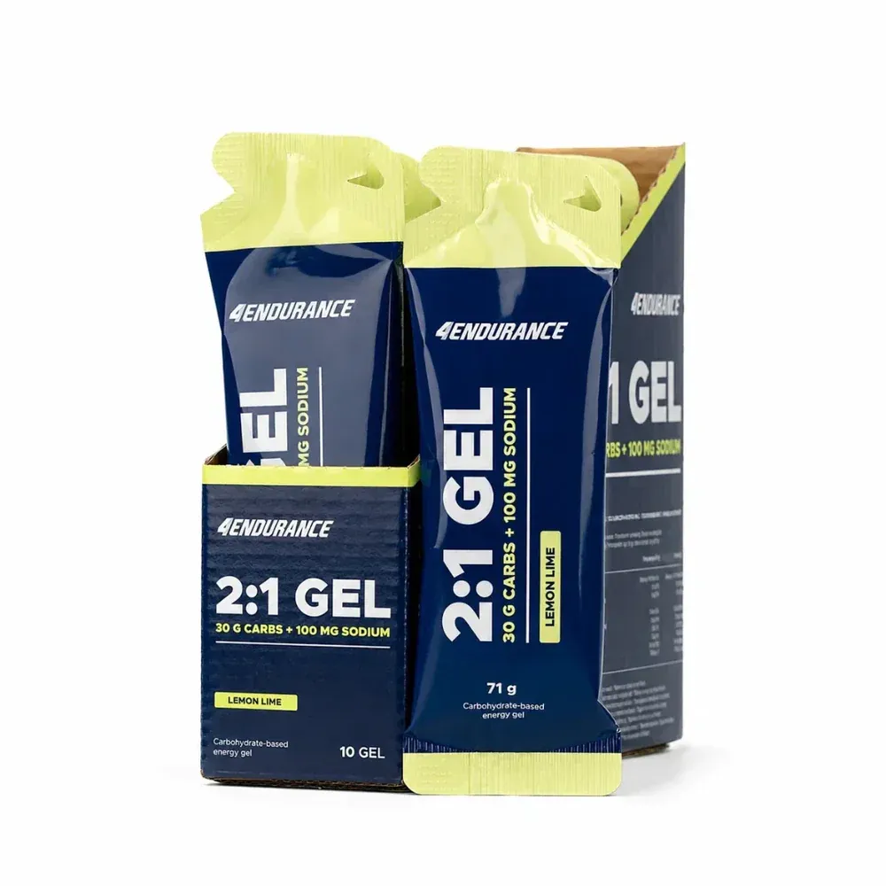4Endurance lemon lime energy gel box with single-dose gel sachets