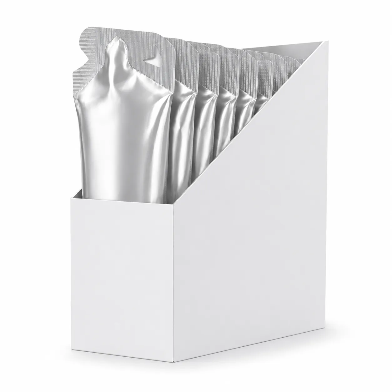 Example energy gel packaging in a retail display carton